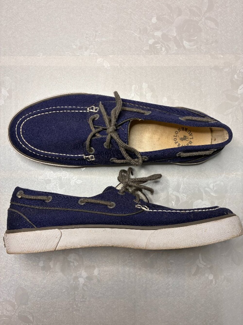Polo Ralph Lauren Men's Lander Boat Shoes Canvas Preppy Coastal Size 10.5 Navy
